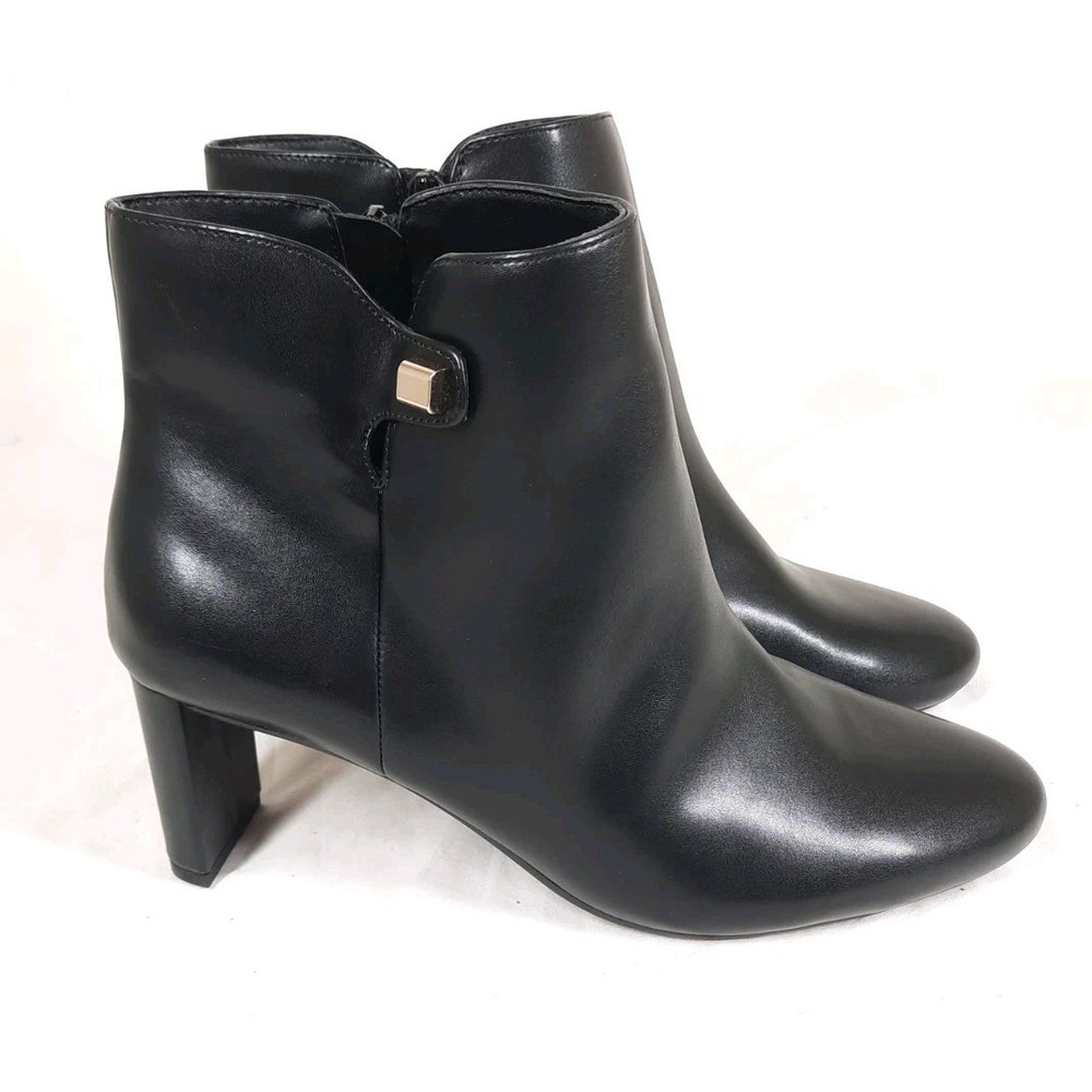 Alfani Womens Paam Zipper Faux Leather Booties | Black | 9.5 M